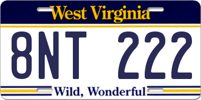 WV license plate 8NT222
