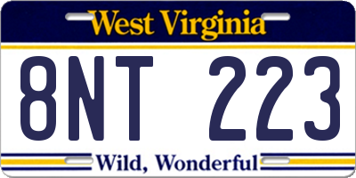 WV license plate 8NT223