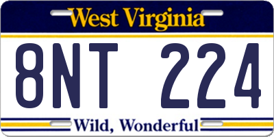 WV license plate 8NT224
