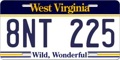 WV license plate 8NT225