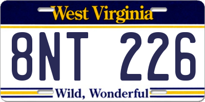 WV license plate 8NT226