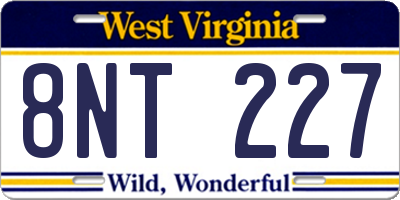 WV license plate 8NT227