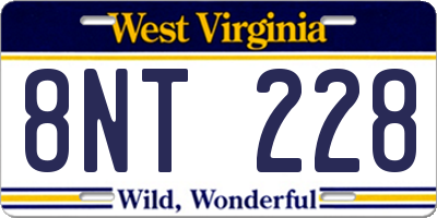 WV license plate 8NT228