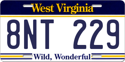 WV license plate 8NT229