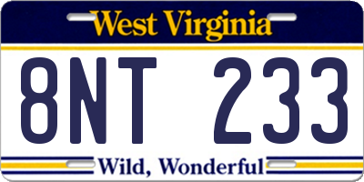 WV license plate 8NT233