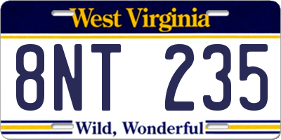 WV license plate 8NT235
