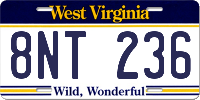 WV license plate 8NT236
