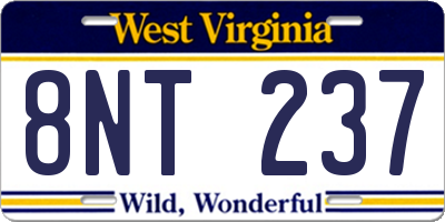 WV license plate 8NT237