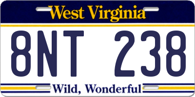 WV license plate 8NT238