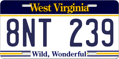 WV license plate 8NT239