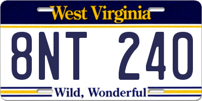 WV license plate 8NT240