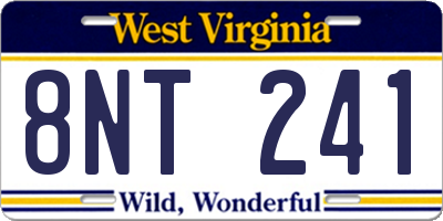 WV license plate 8NT241