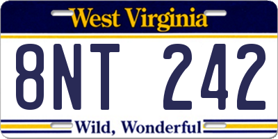 WV license plate 8NT242