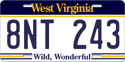 WV license plate 8NT243