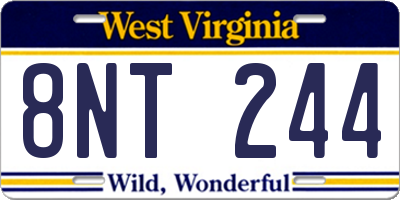 WV license plate 8NT244