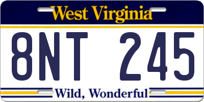 WV license plate 8NT245