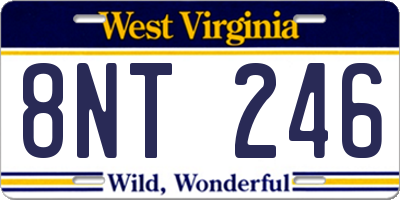WV license plate 8NT246