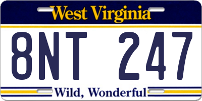 WV license plate 8NT247