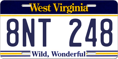 WV license plate 8NT248