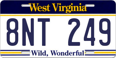 WV license plate 8NT249