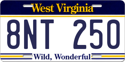 WV license plate 8NT250