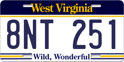 WV license plate 8NT251
