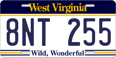 WV license plate 8NT255