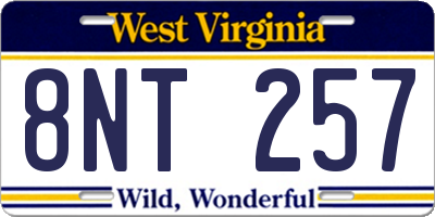 WV license plate 8NT257