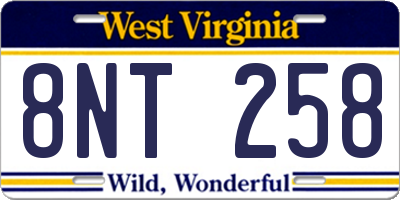 WV license plate 8NT258