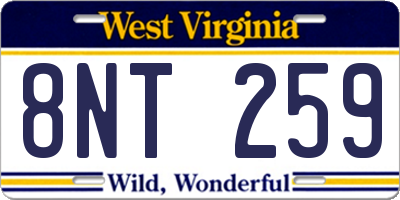 WV license plate 8NT259
