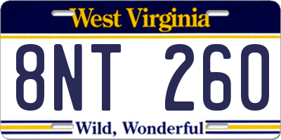 WV license plate 8NT260