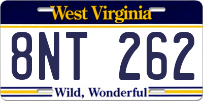 WV license plate 8NT262