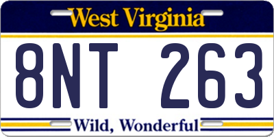 WV license plate 8NT263