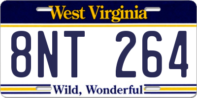 WV license plate 8NT264