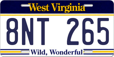 WV license plate 8NT265