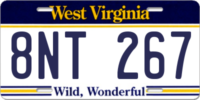 WV license plate 8NT267