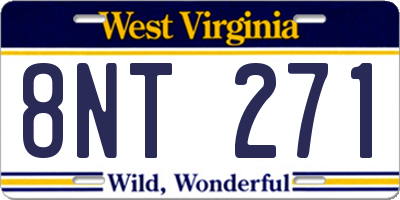 WV license plate 8NT271
