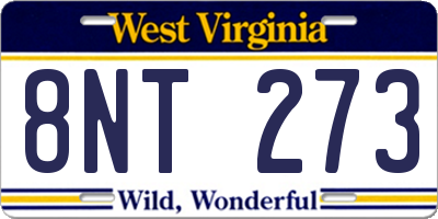 WV license plate 8NT273
