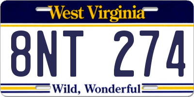 WV license plate 8NT274