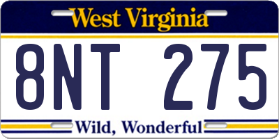 WV license plate 8NT275