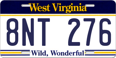 WV license plate 8NT276