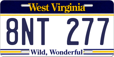WV license plate 8NT277
