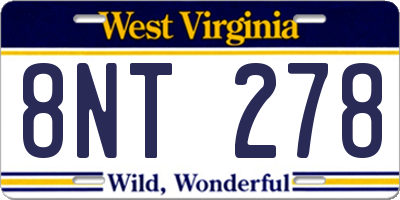 WV license plate 8NT278