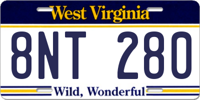 WV license plate 8NT280