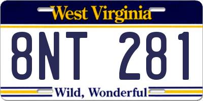 WV license plate 8NT281