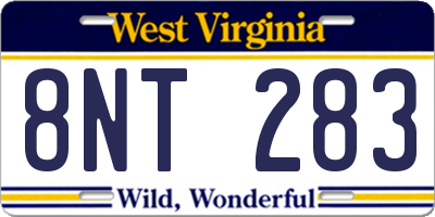 WV license plate 8NT283