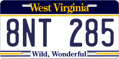 WV license plate 8NT285