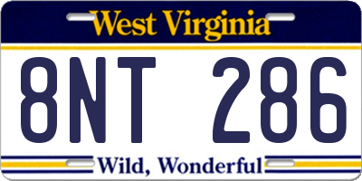 WV license plate 8NT286