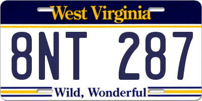 WV license plate 8NT287