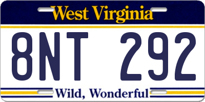 WV license plate 8NT292